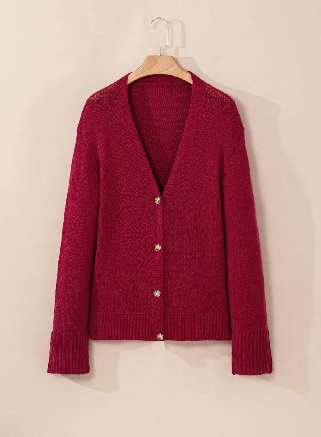 Sidefeel Women's Cardigan Sweaters Open Front Long Sleeve Button Knit Oversized Cropped 2024 Fall Sweater