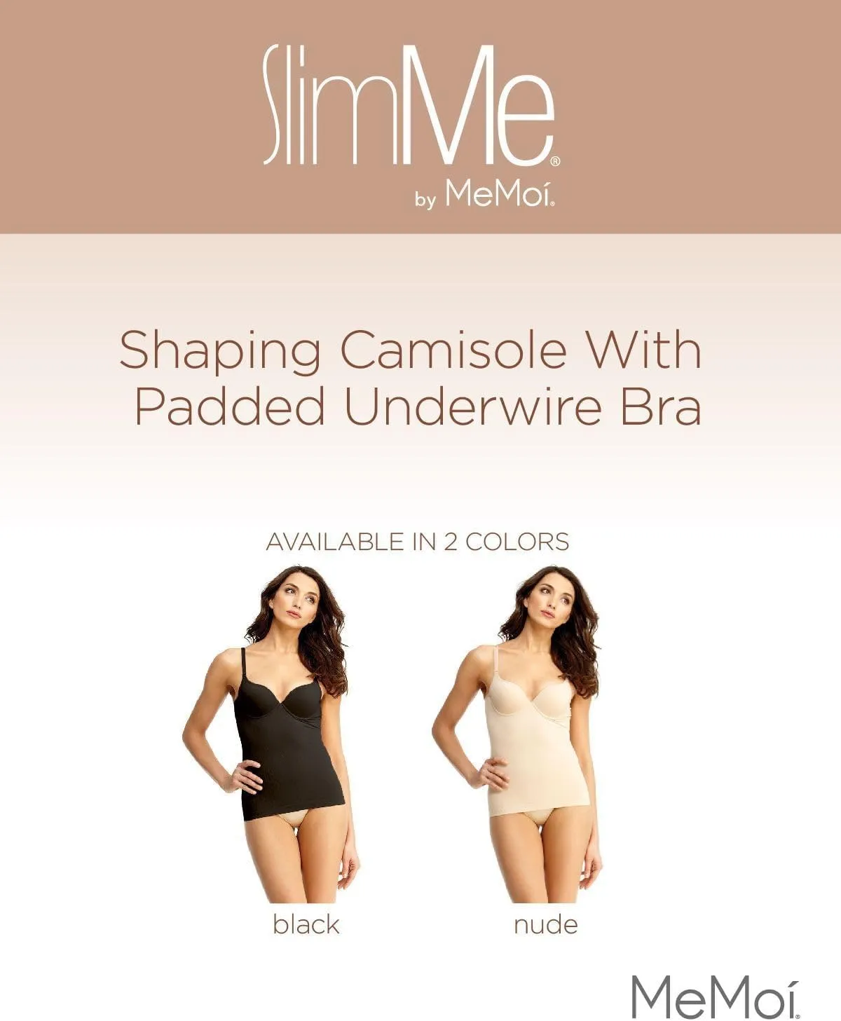 SlimMe Womens Camisole Tank Tops, Shaping Womens Camisole with Padded Underwire Bra, Comfortable Cami Tank Top - Sizes S-XL