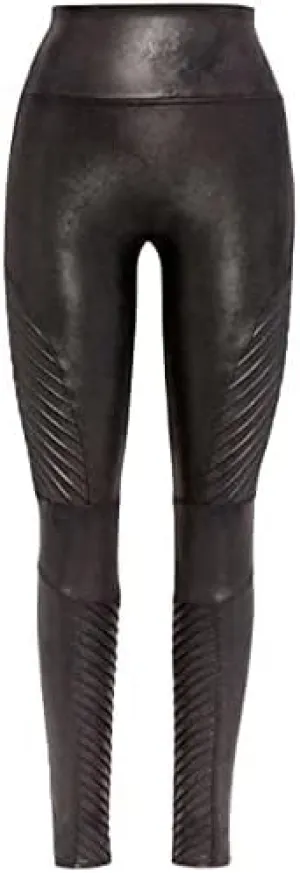 SPANX Faux Leather Moto Leggings - Seamless Tummy Control - Contoured Leather Leggings - for Fashion & Everyday Wear - Very Black - Plus Size, 25.75 Inch Inseam - 3X