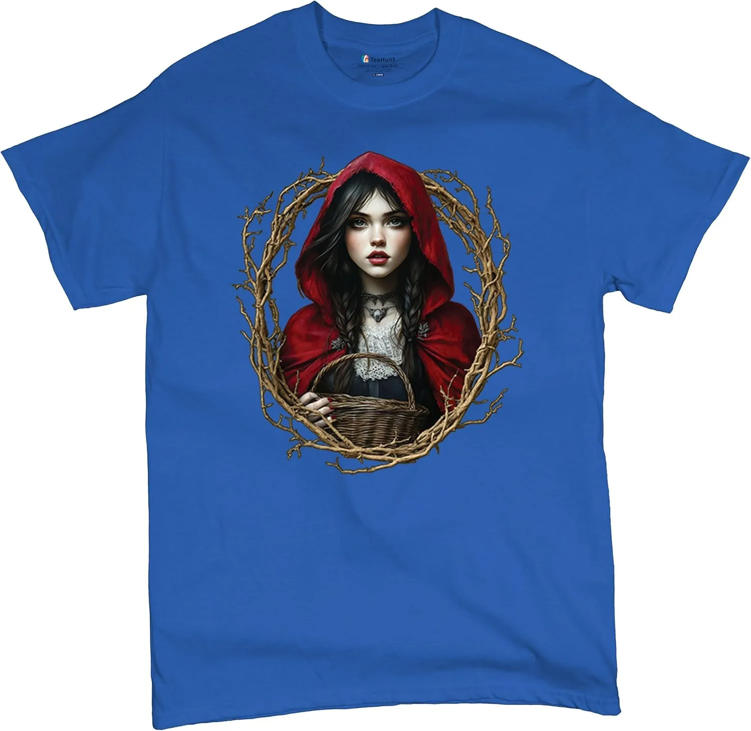 Storybook Red Riding Hood Men's T-Shirt Gothic Fairytale Cute Little Girl Forest Fantasy Witchy Cloak Cartoon Men's Tee