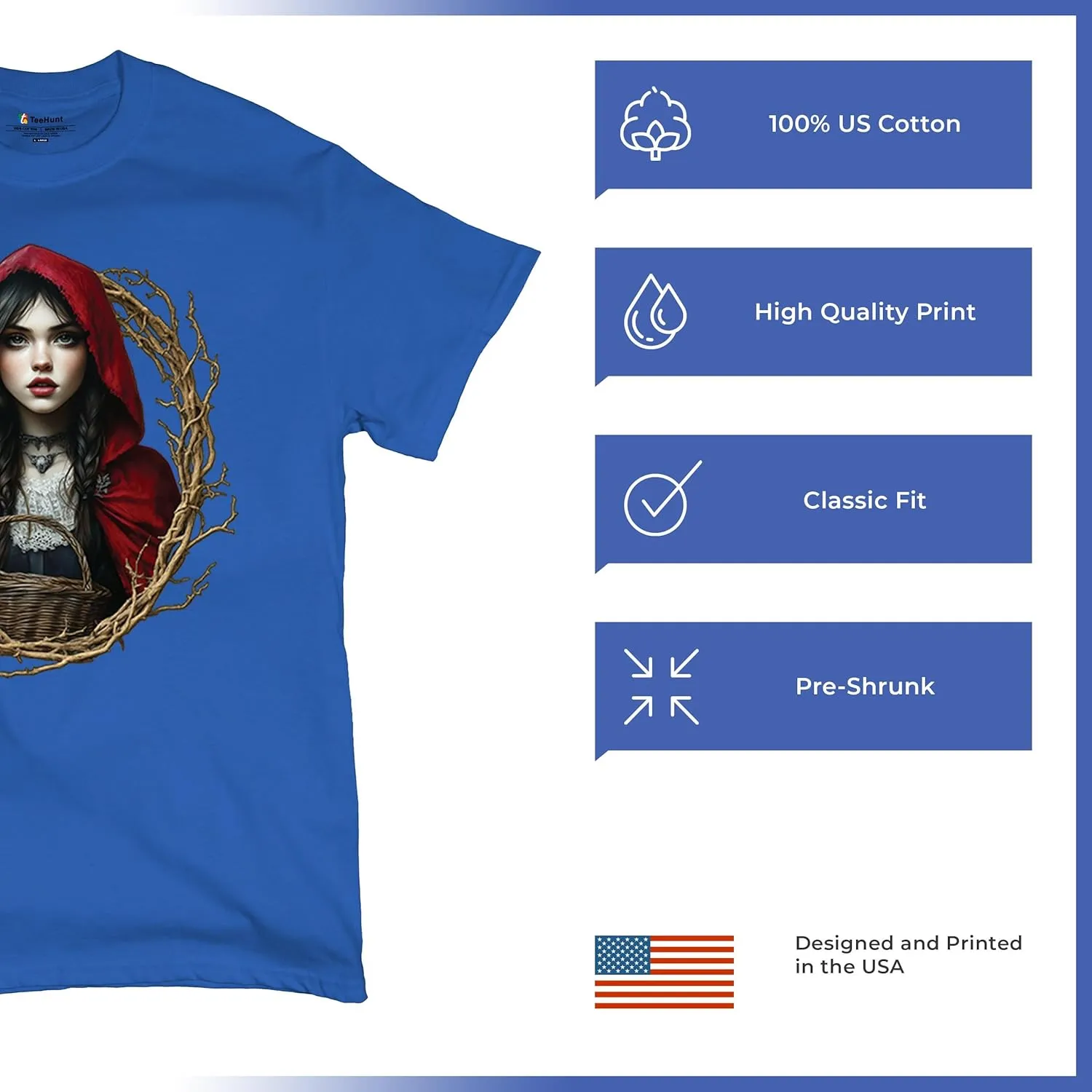 Storybook Red Riding Hood Men's T-Shirt Gothic Fairytale Cute Little Girl Forest Fantasy Witchy Cloak Cartoon Men's Tee
