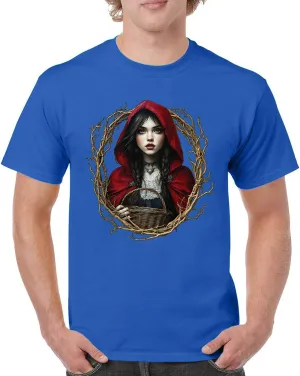 Storybook Red Riding Hood Men's T-Shirt Gothic Fairytale Cute Little Girl Forest Fantasy Witchy Cloak Cartoon Men's Tee