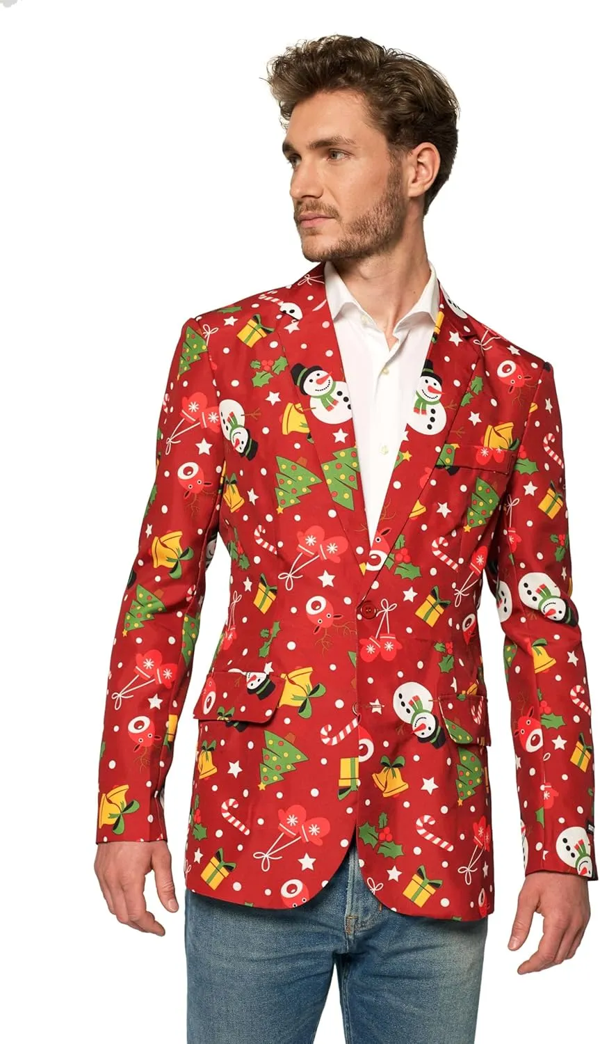 Suitmeister Men's Christmas Suit - Real Light Up Festive Outfit Slim Fit