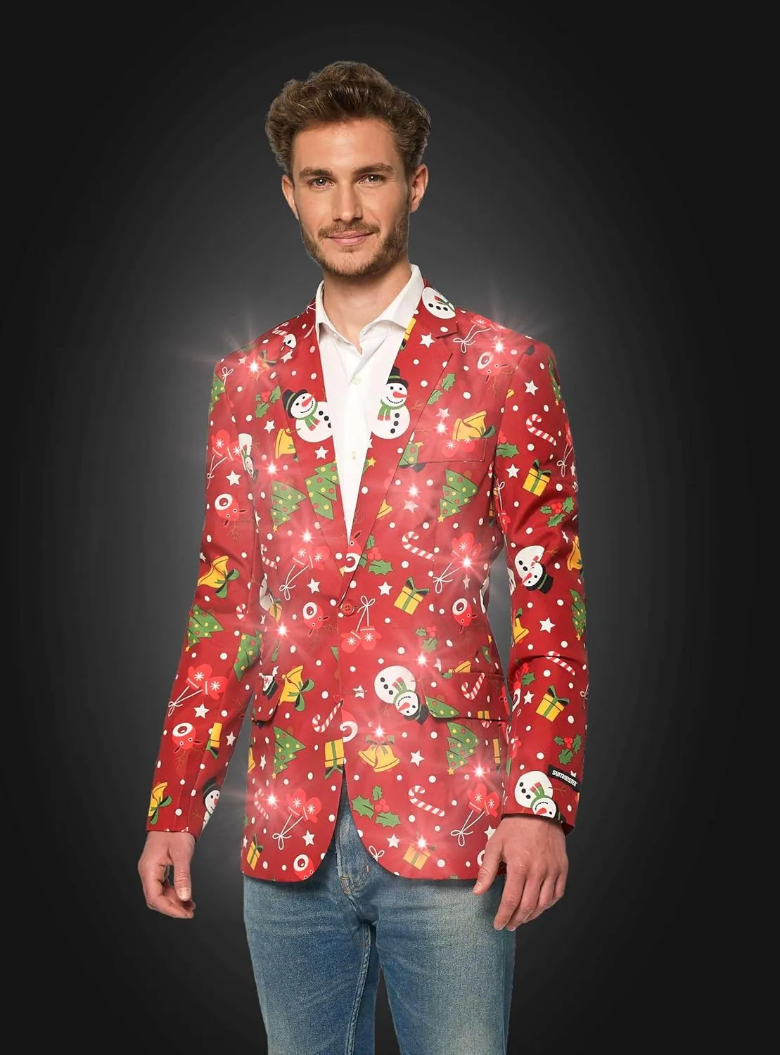 Suitmeister Men's Christmas Suit - Real Light Up Festive Outfit Slim Fit