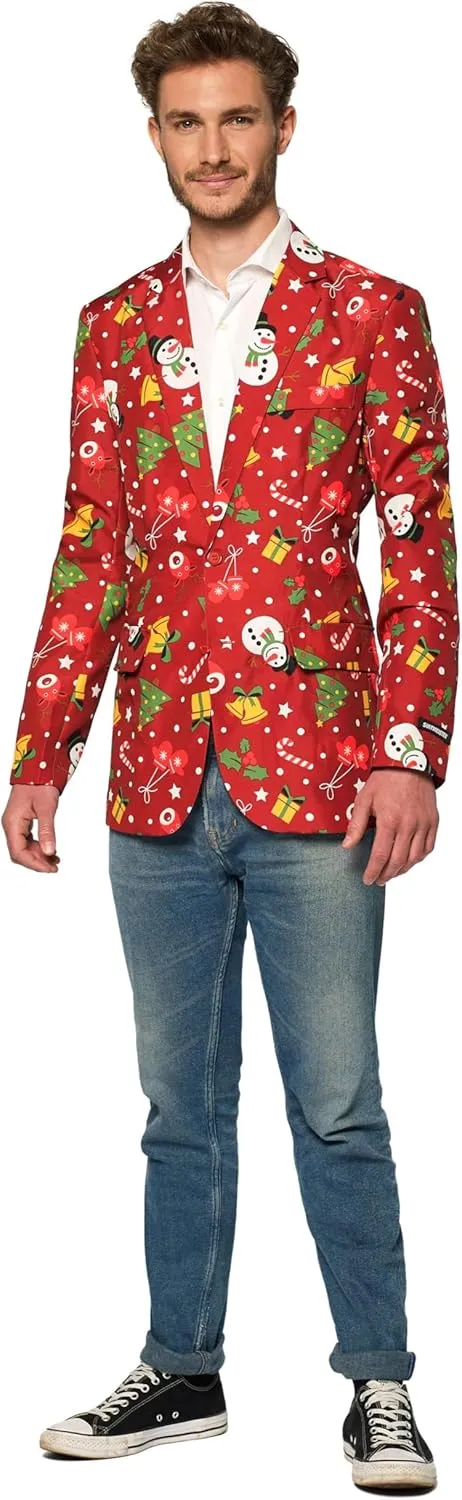 Suitmeister Men's Christmas Suit - Real Light Up Festive Outfit Slim Fit