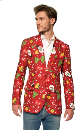 Suitmeister Men's Christmas Suit - Real Light Up Festive Outfit Slim Fit
