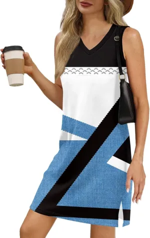 Summer Dresses for Women 2025 Casual Beach Tank Dress Sleeveless T Shirt Dresses Loose Floral Sundresses with Split