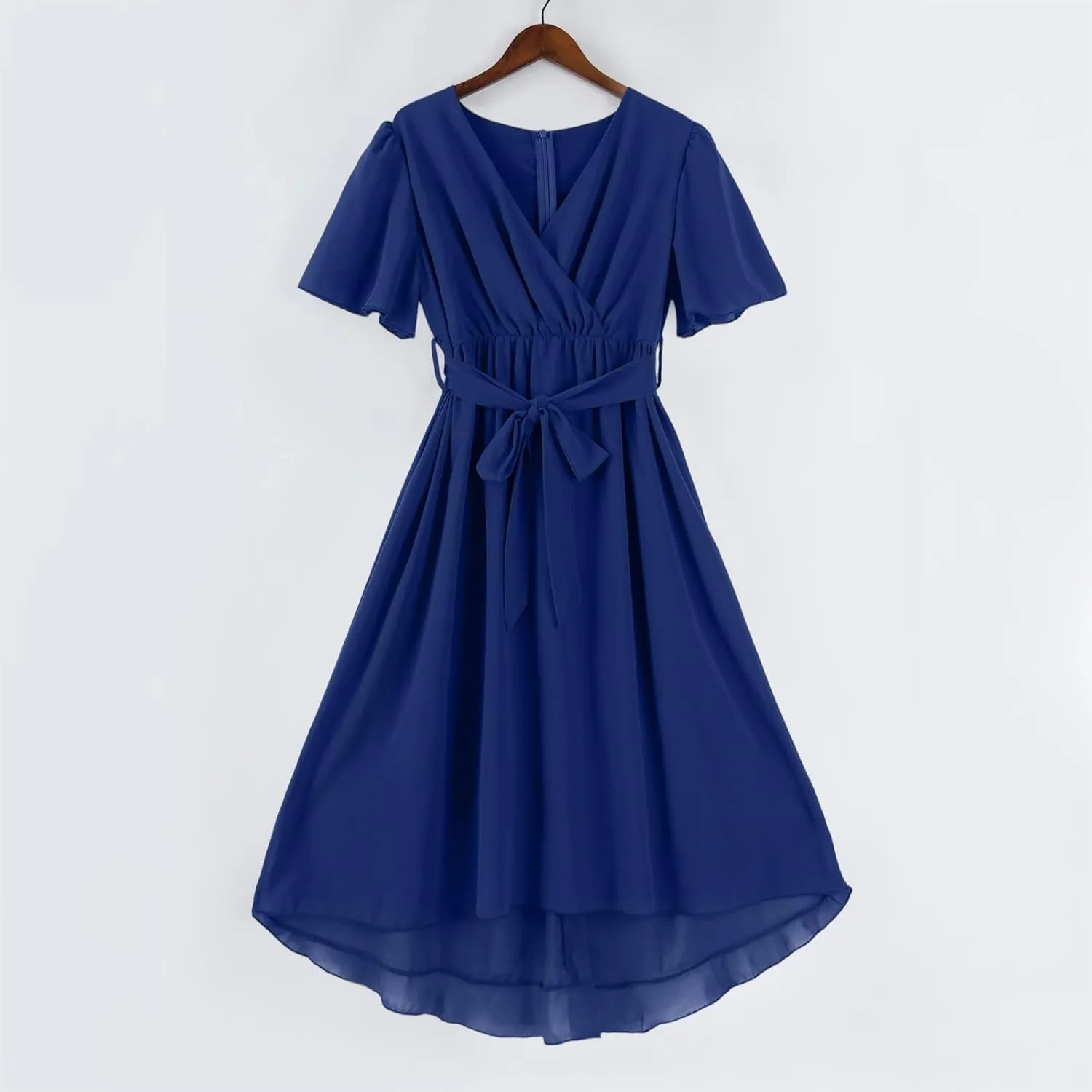 Summer Dresses for Women 2025 Casual Trendy Short Sleeve V-Neck Floral Printed Solid Vacation Cocktail Dress, S-2XL
