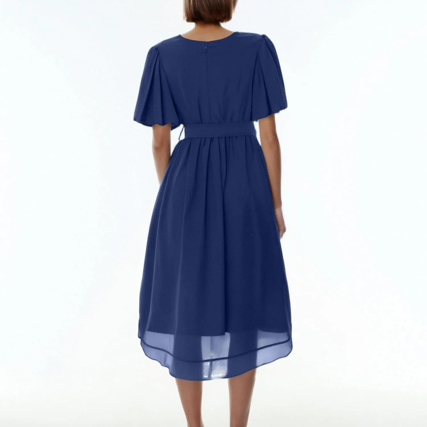 Summer Dresses for Women 2025 Casual Trendy Short Sleeve V-Neck Floral Printed Solid Vacation Cocktail Dress, S-2XL