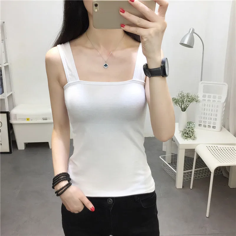Summer Women Student Tops Casual All-Matching Spaghetti Strap INS Tank Top
