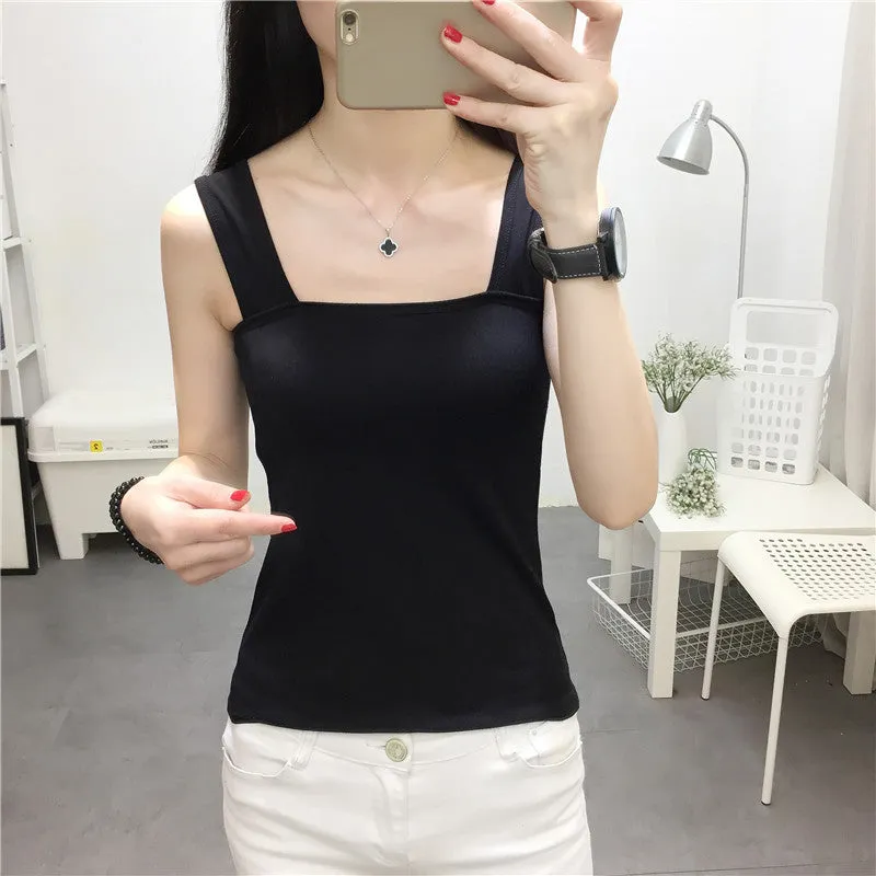Summer Women Student Tops Casual All-Matching Spaghetti Strap INS Tank Top