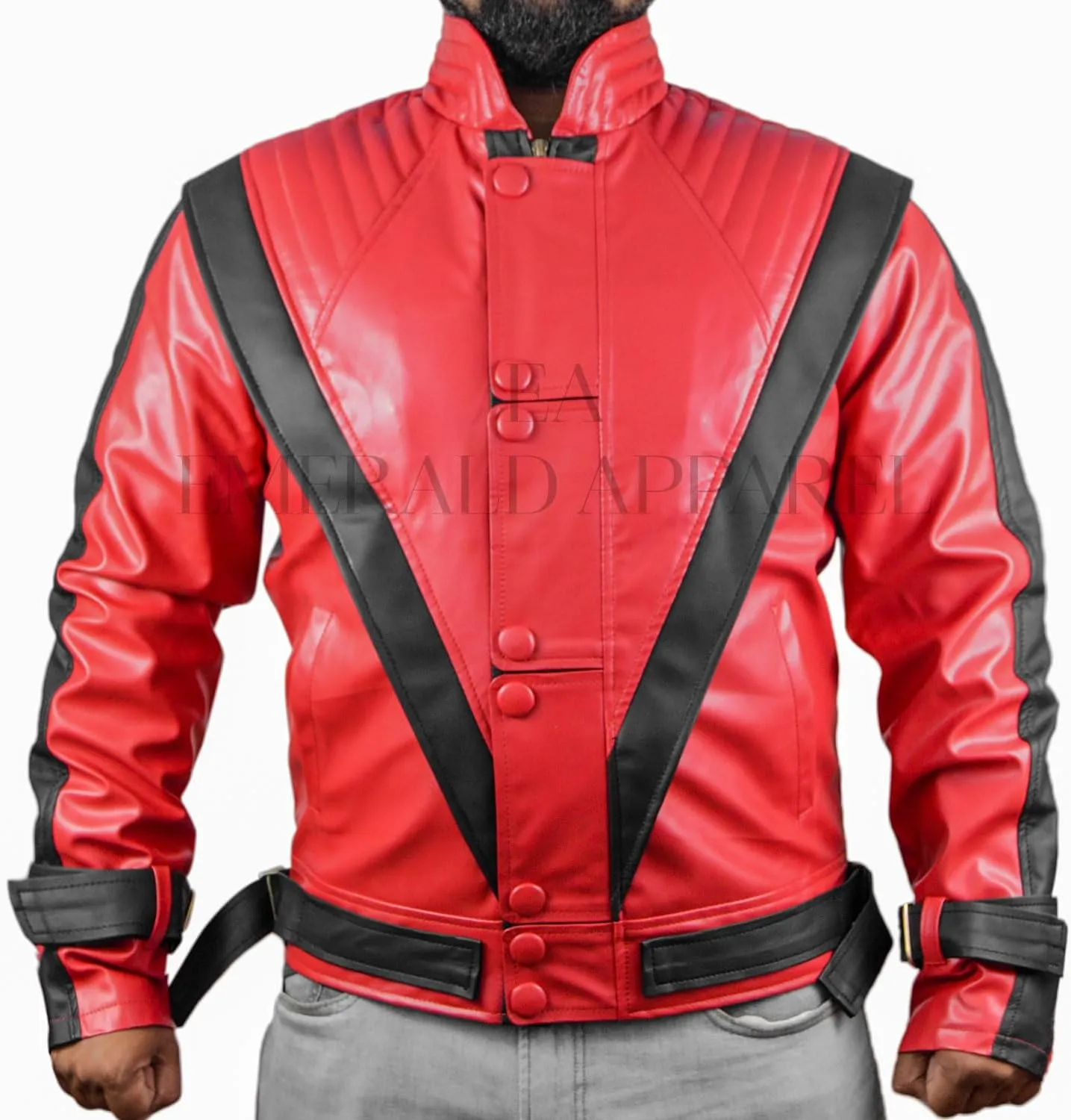 Thrilled Red Leather Jacket, Singer Thrilled Faux Leather Jacket