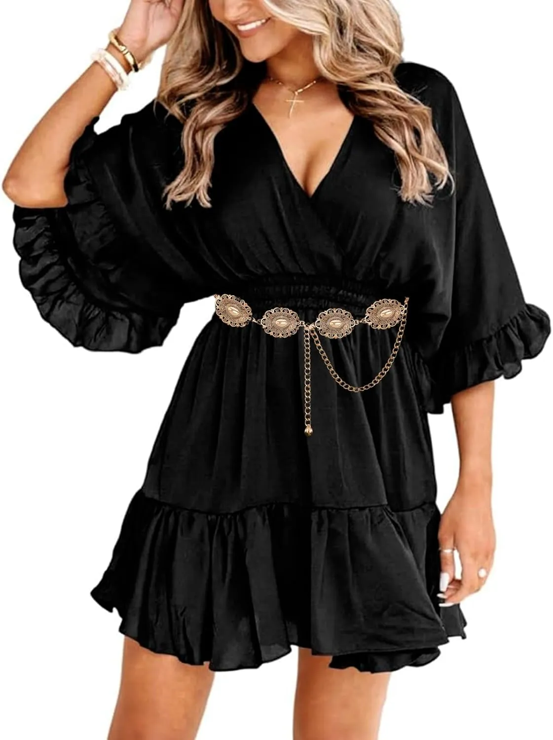 TOPACC Western Metal Concho Belt for Women Cowgirl Chain Belts for Dresses Jeans Country Concert Outfit