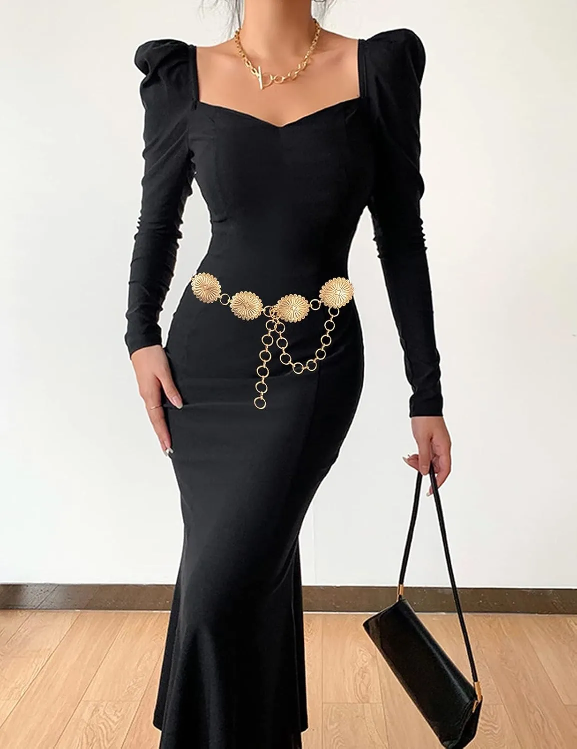 TOPACC Western Metal Concho Belt for Women Cowgirl Chain Belts for Dresses Jeans Country Concert Outfit