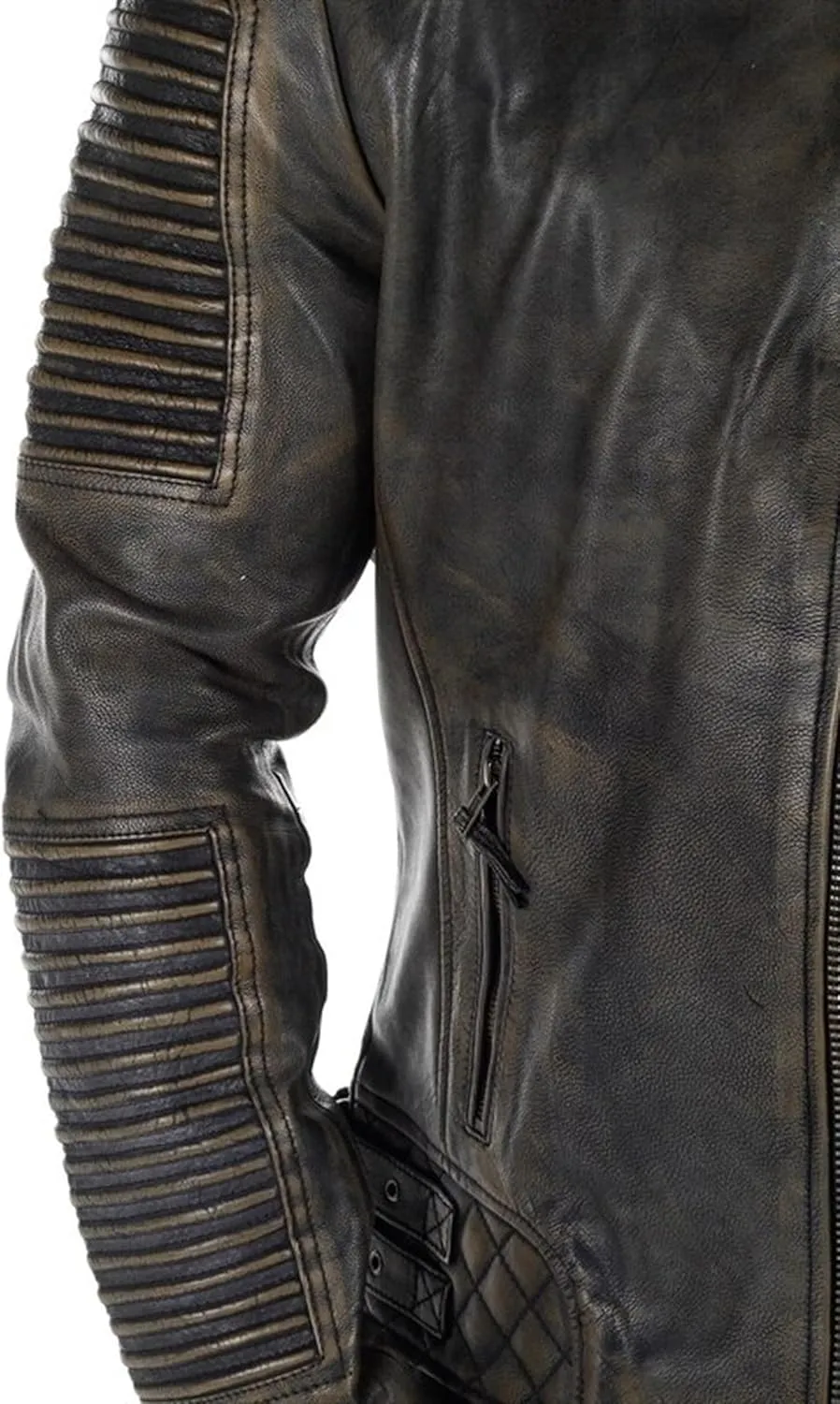Trisis Men Leather Jacket Sheep Leather Jacket Cow Leather Jacket Route66 Trendy Embossing Ribbed Style Winter Outfit 2024