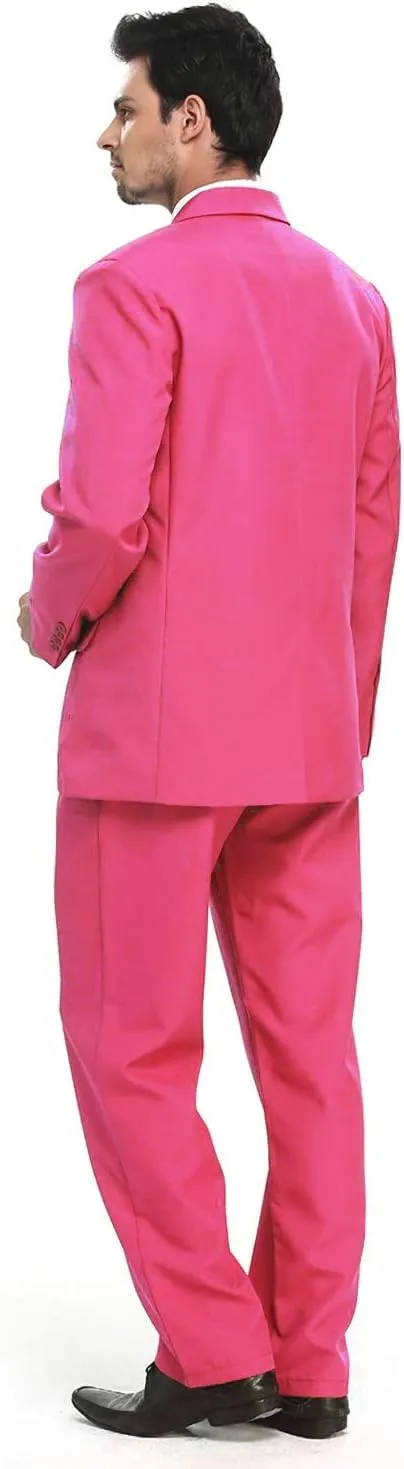 U LOOK UGLY TODAY Men's Party Suit Solid Color Prom Suit for Themed Party Events Clubbing Jacket with Tie Pants