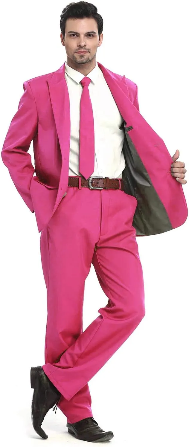 U LOOK UGLY TODAY Men's Party Suit Solid Color Prom Suit for Themed Party Events Clubbing Jacket with Tie Pants