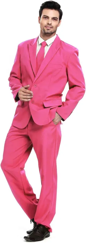 U LOOK UGLY TODAY Men's Party Suit Solid Color Prom Suit for Themed Party Events Clubbing Jacket with Tie Pants