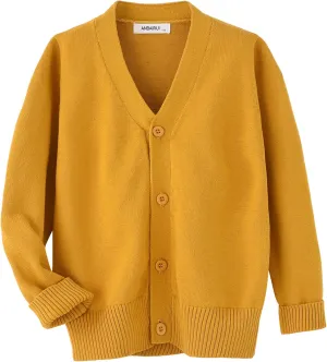 Unisex Boys Girls Cardigans Sweater V-Neck Long Sleeve School Uniforms Button Knit Tops