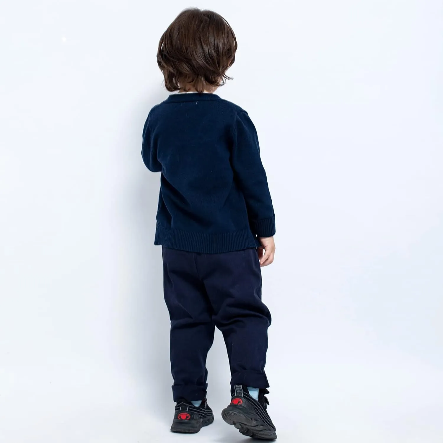 Unisex Boys Girls Cardigans Sweater V-Neck Long Sleeve School Uniforms Button Knit Tops