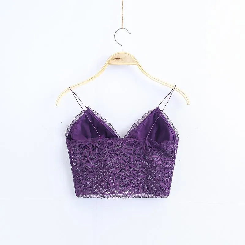 V Neck lace trim cami crop top camisoles tanks tops