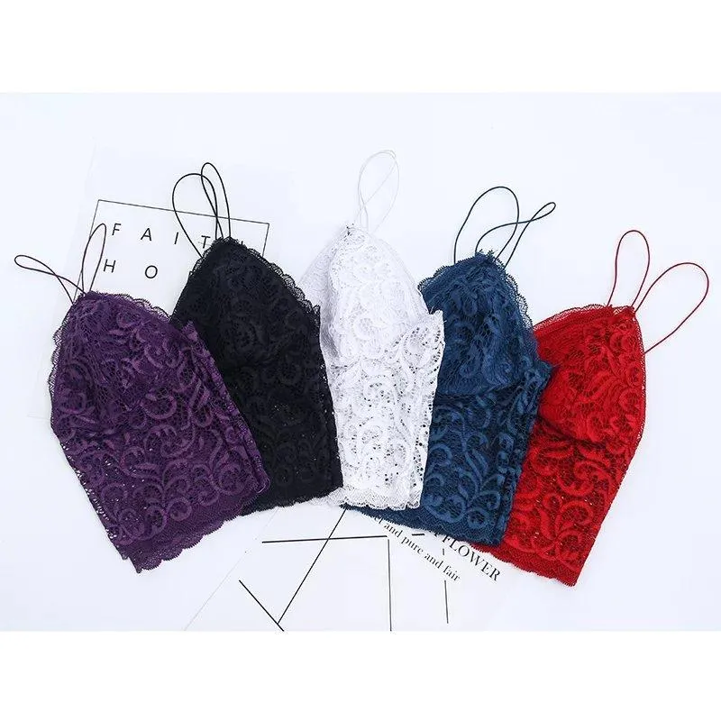 V Neck lace trim cami crop top camisoles tanks tops
