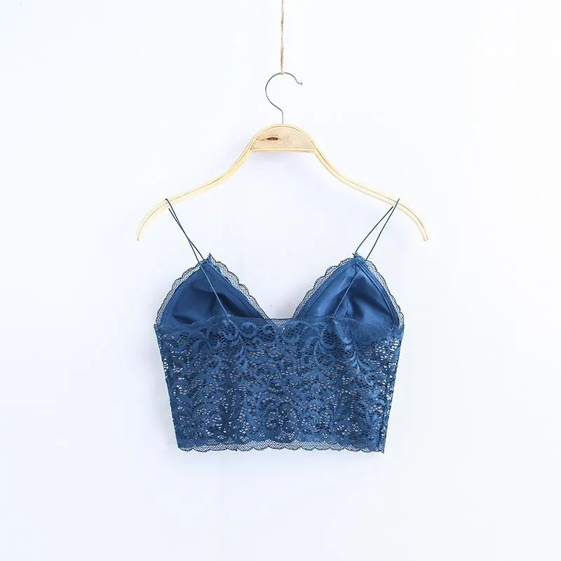 V Neck lace trim cami crop top camisoles tanks tops