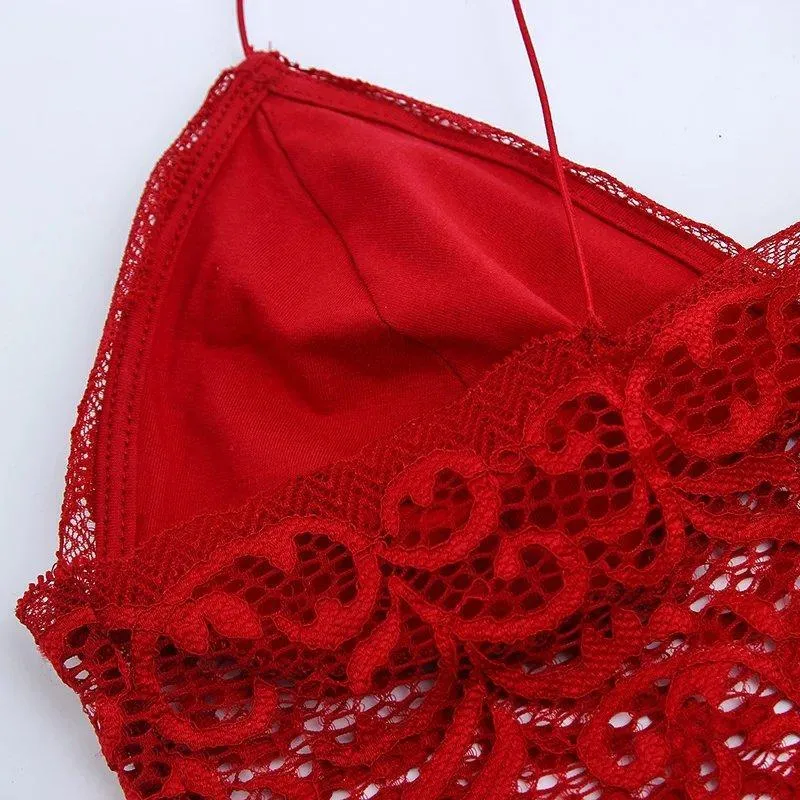 V Neck lace trim cami crop top camisoles tanks tops