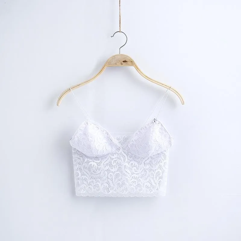 V Neck lace trim cami crop top camisoles tanks tops