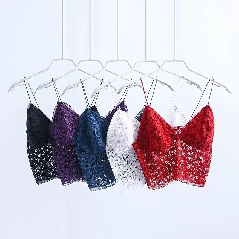V Neck lace trim cami crop top camisoles tanks tops