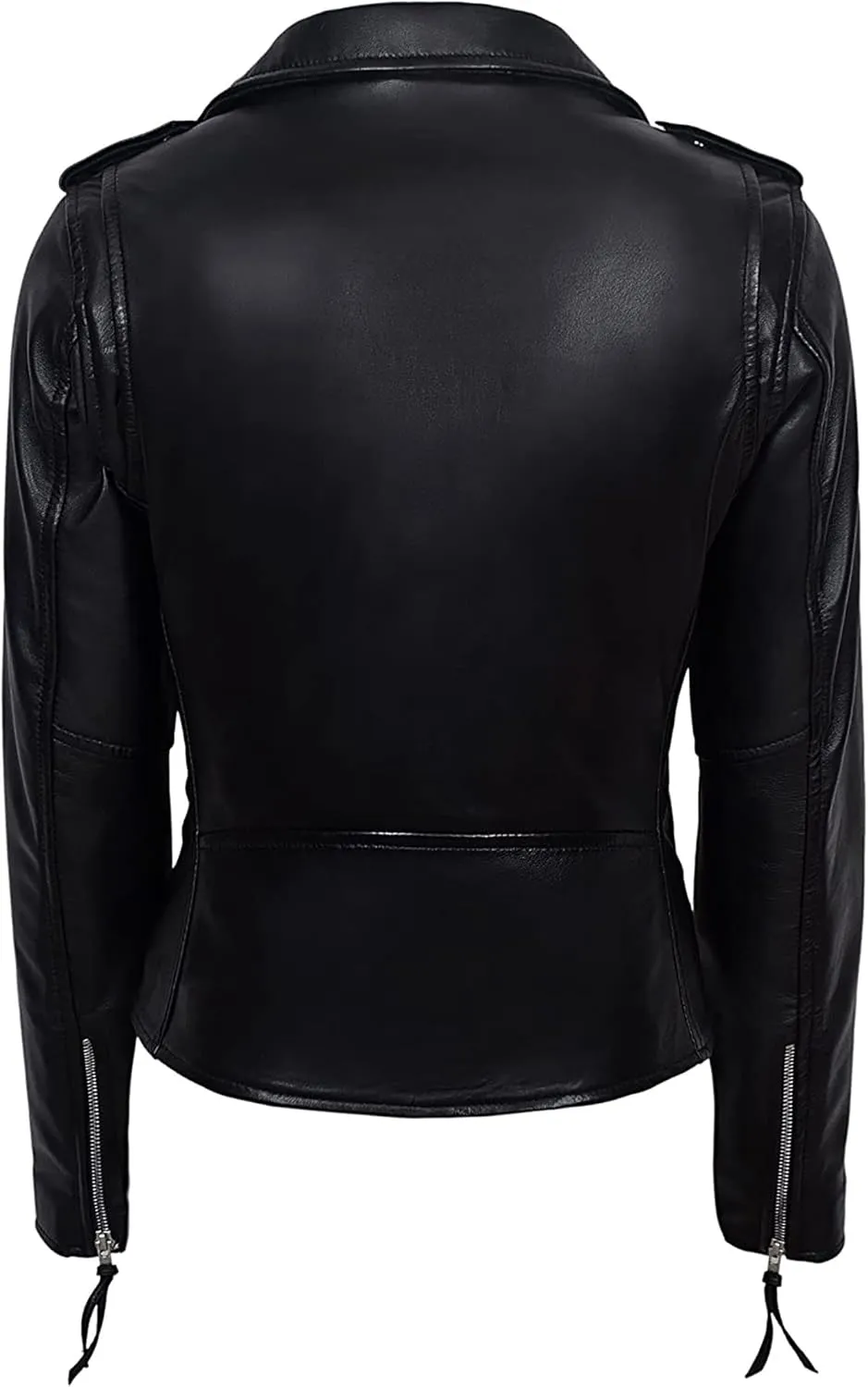 Valentine Romance Ladies Black With Red Lining Real Leather Brando Fitted Urban Look Biker Jacket