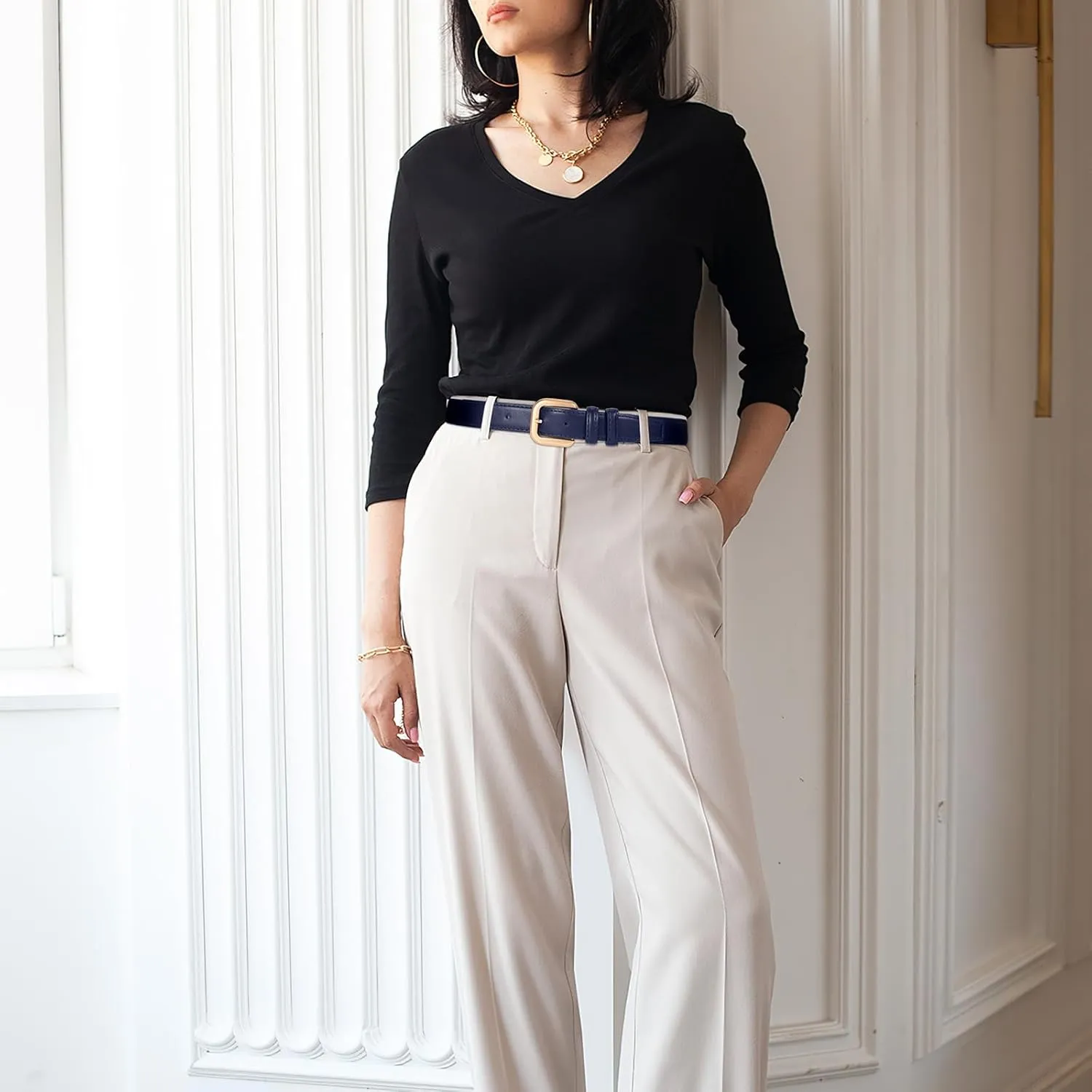 VONMELLI Leather Belts for Women Fashion Wasit Ladies Belt for Jeans Pants Dresses with Pin Buckle