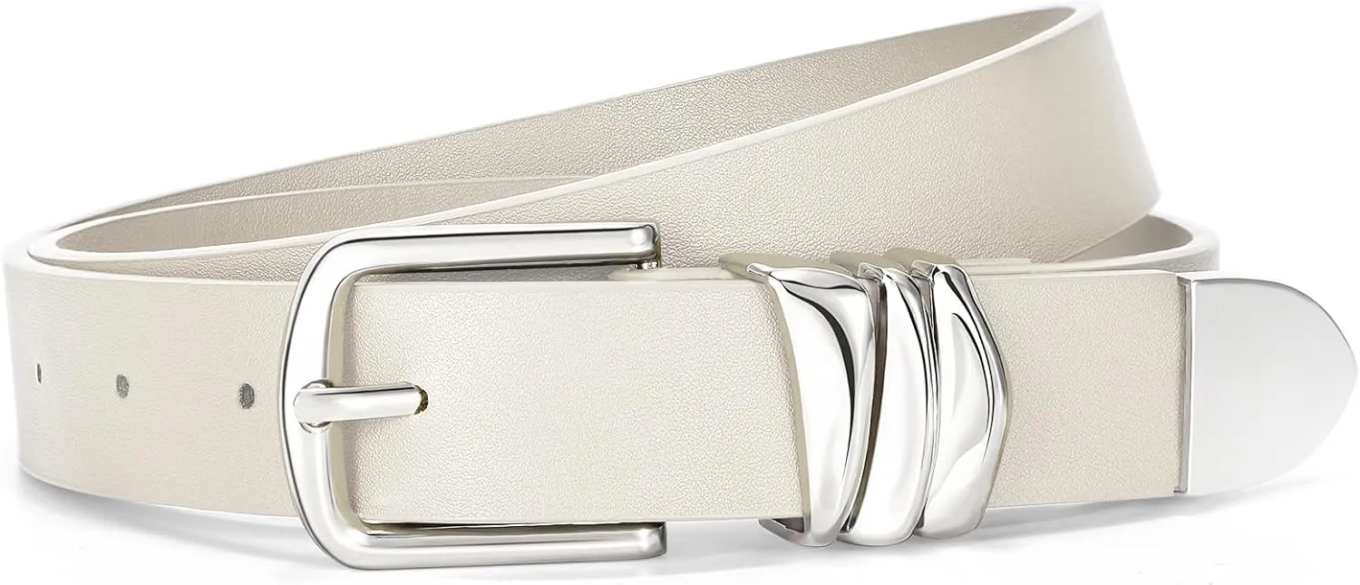 VONMELLI Women's Belt for Jeans Dress Leather Belt for Women Fashion Waist Ladies Belt with Sliver Buckle
