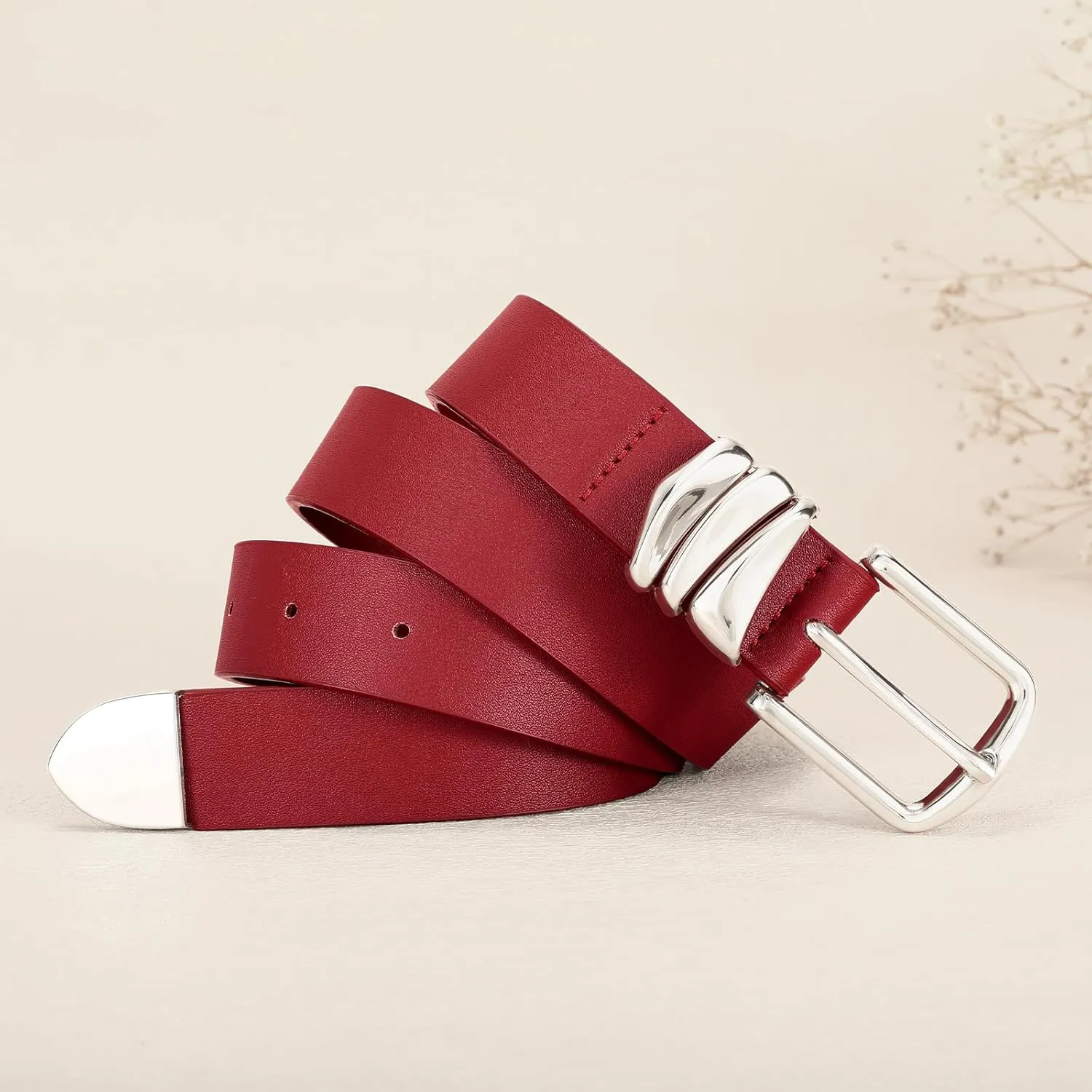 VONMELLI Women's Belt for Jeans Dress Leather Belt for Women Fashion Waist Ladies Belt with Sliver Buckle