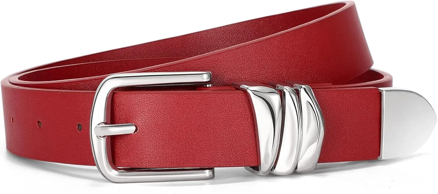 VONMELLI Women's Belt for Jeans Dress Leather Belt for Women Fashion Waist Ladies Belt with Sliver Buckle