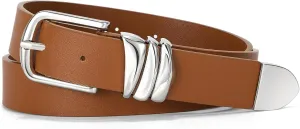 VONMELLI Women's Belt for Jeans Dress Leather Belt for Women Fashion Waist Ladies Belt with Sliver Buckle