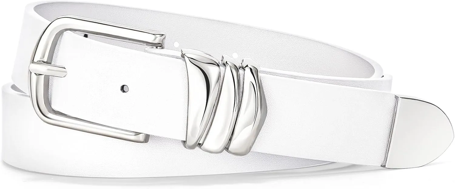 VONMELLI Women's Belt for Jeans Dress Leather Belt for Women Fashion Waist Ladies Belt with Sliver Buckle