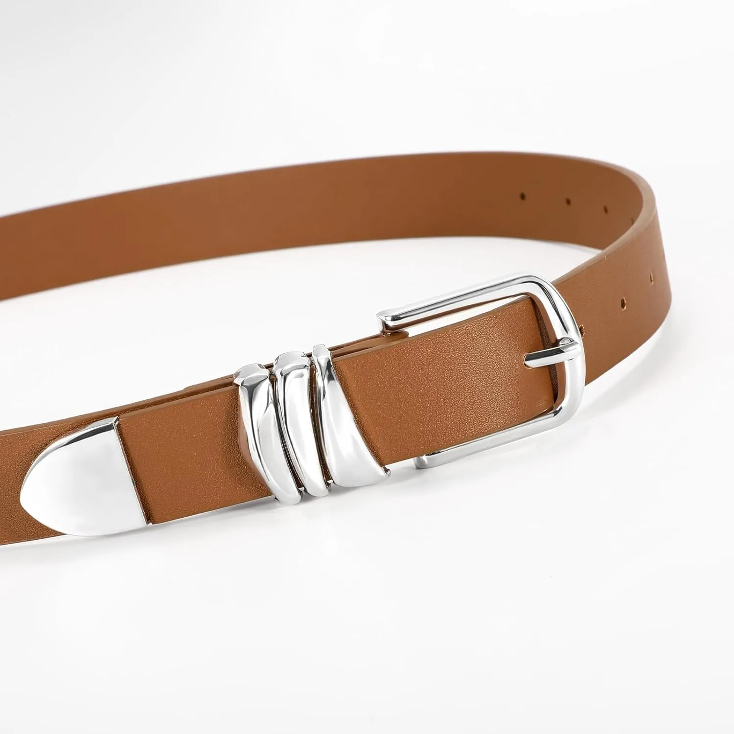 VONMELLI Women's Belt for Jeans Dress Leather Belt for Women Fashion Waist Ladies Belt with Sliver Buckle