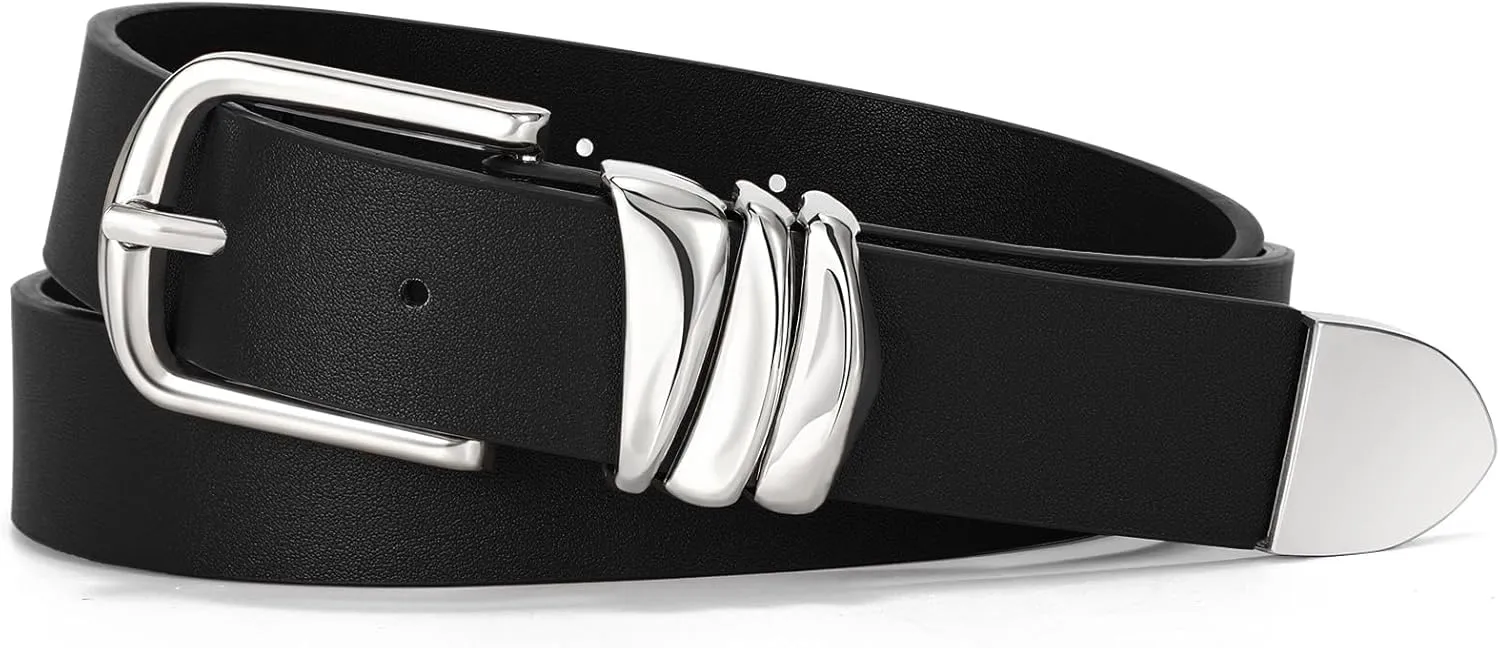 VONMELLI Women's Belt for Jeans Dress Leather Belt for Women Fashion Waist Ladies Belt with Sliver Buckle