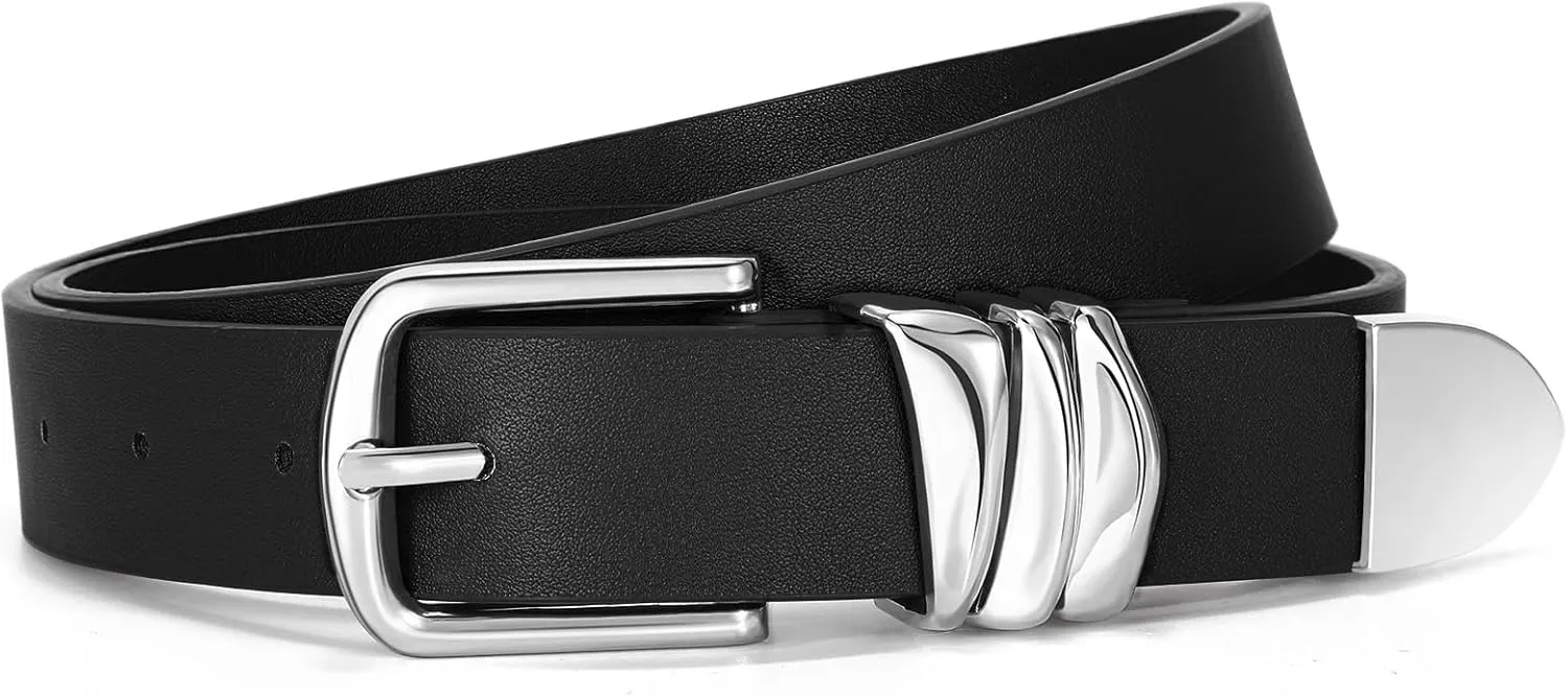 VONMELLI Women's Belt for Jeans Dress Leather Belt for Women Fashion Waist Ladies Belt with Sliver Buckle