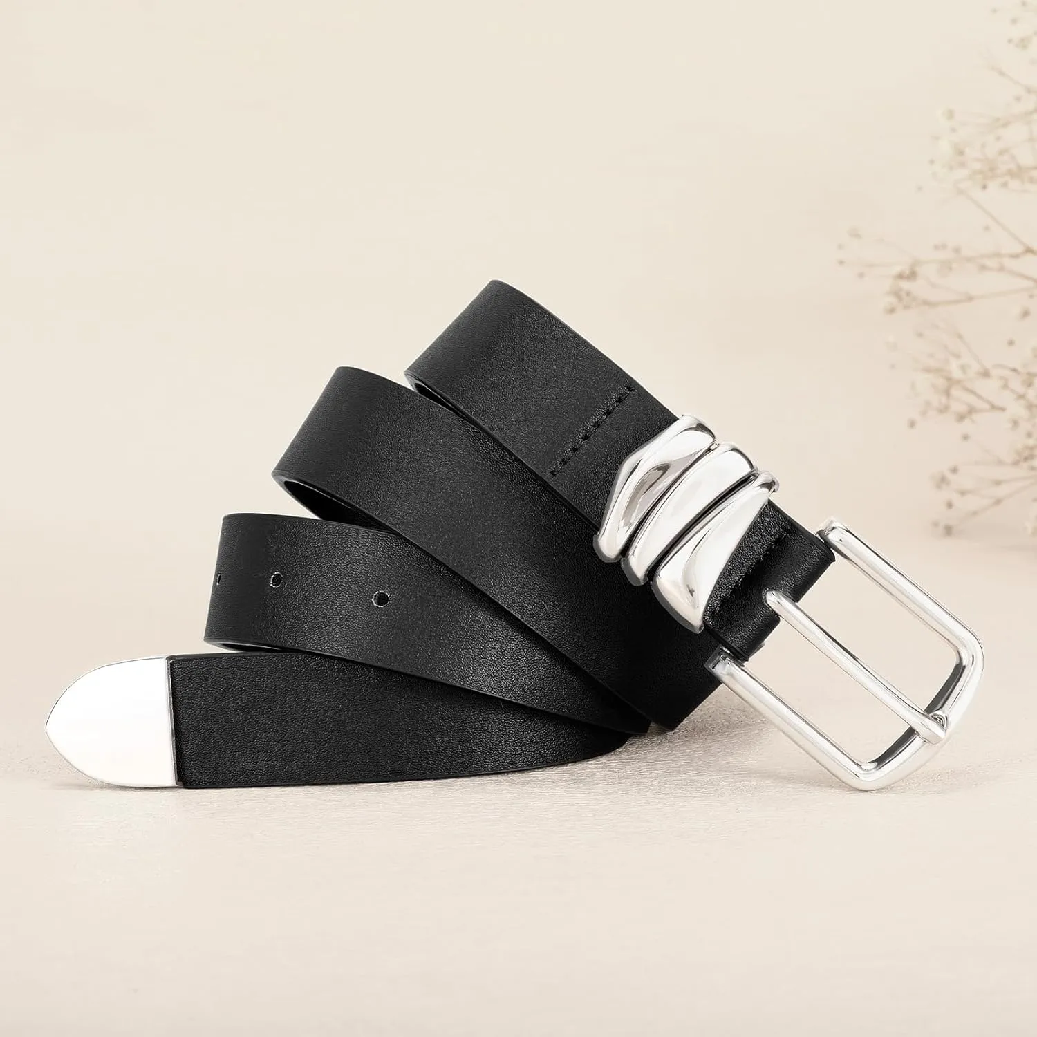 VONMELLI Women's Belt for Jeans Dress Leather Belt for Women Fashion Waist Ladies Belt with Sliver Buckle