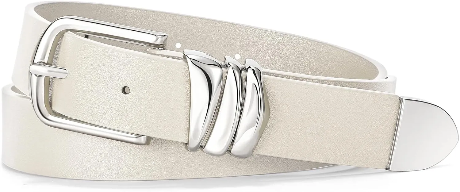 VONMELLI Women's Belt for Jeans Dress Leather Belt for Women Fashion Waist Ladies Belt with Sliver Buckle