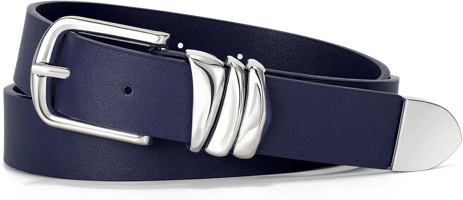 VONMELLI Women's Belt for Jeans Dress Leather Belt for Women Fashion Waist Ladies Belt with Sliver Buckle