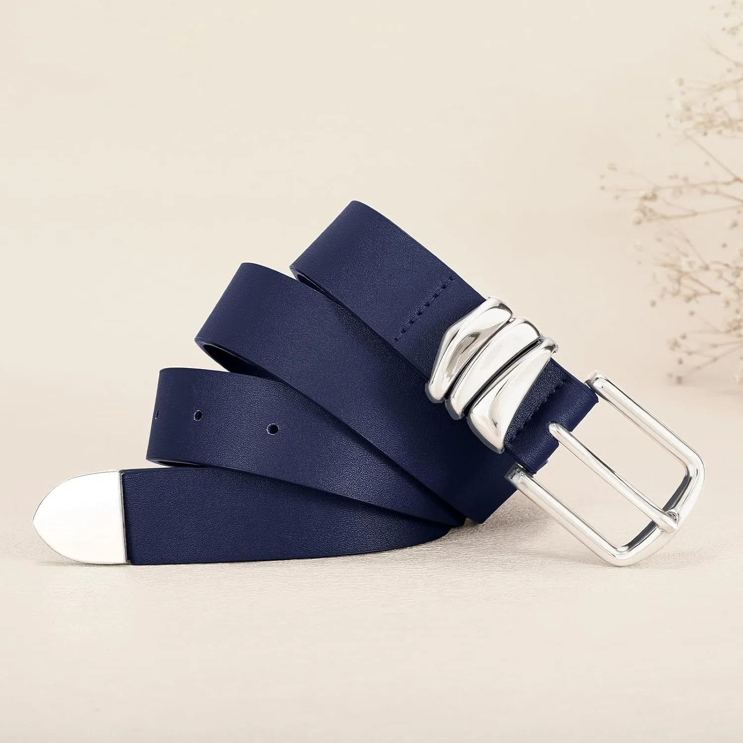 VONMELLI Women's Belt for Jeans Dress Leather Belt for Women Fashion Waist Ladies Belt with Sliver Buckle