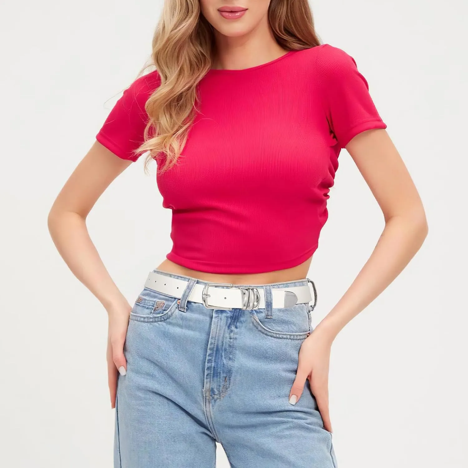 VONMELLI Women's Belt for Jeans Dress Leather Belt for Women Fashion Waist Ladies Belt with Sliver Buckle