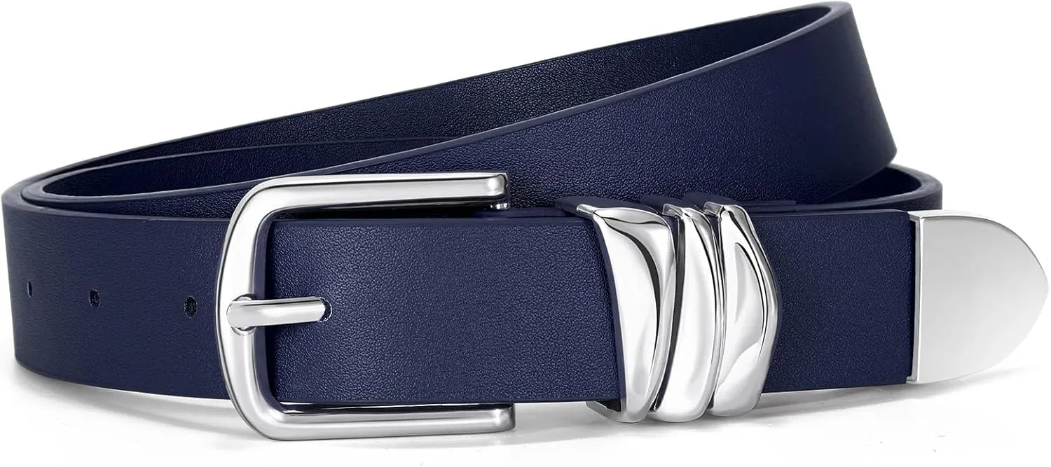 VONMELLI Women's Belt for Jeans Dress Leather Belt for Women Fashion Waist Ladies Belt with Sliver Buckle
