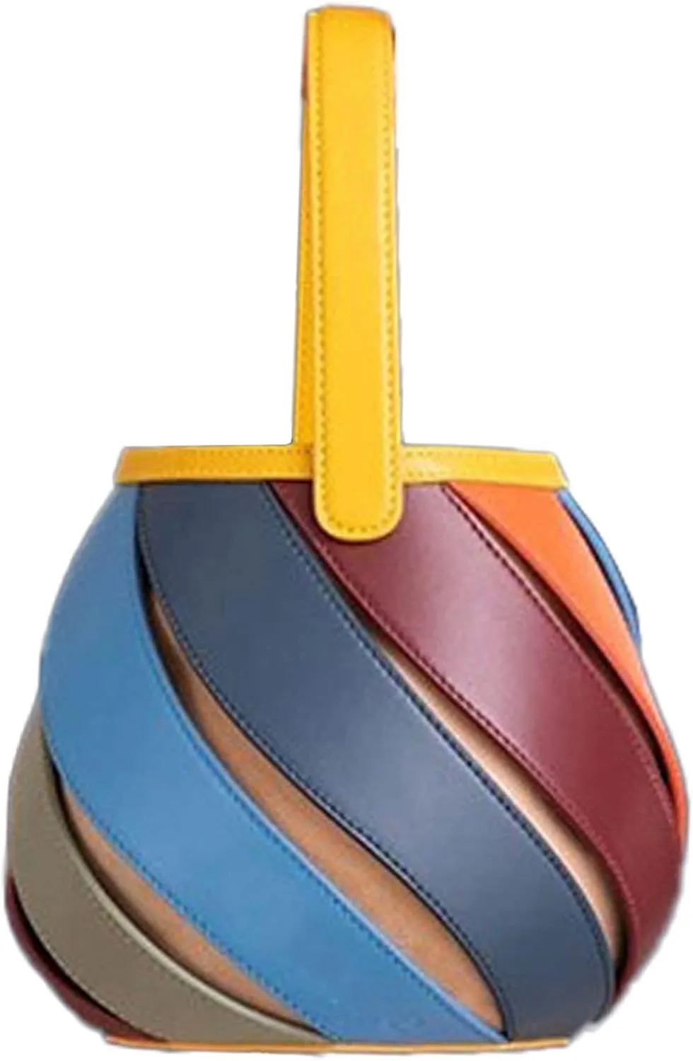 VULORA Cylindrical Color Contrast Hand Messenger Bag Small Trkiye Single Shoulder Women's Bag Ribbed Splicing Bucket Bag