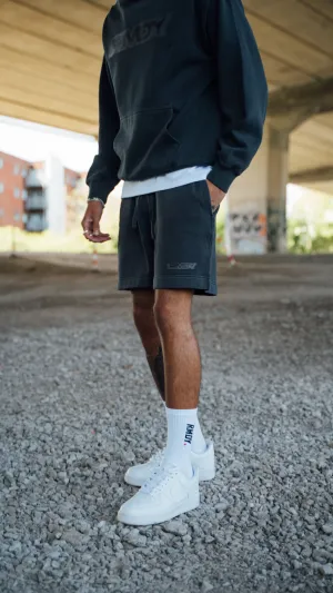Washed Black Blurred Jogger Shorts