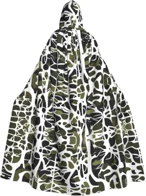 White Tree Camo Prints Hooded Cloak for Halloween, Role-playing, and Costume Parties - Comfortable and Durable