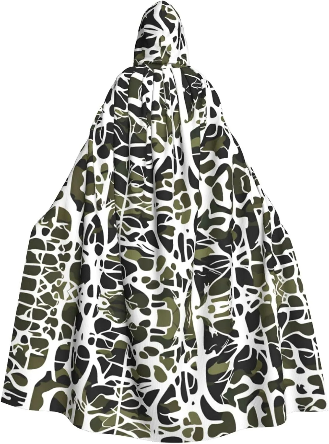 White Tree Camo Prints Hooded Cloak for Halloween, Role-playing, and Costume Parties - Comfortable and Durable